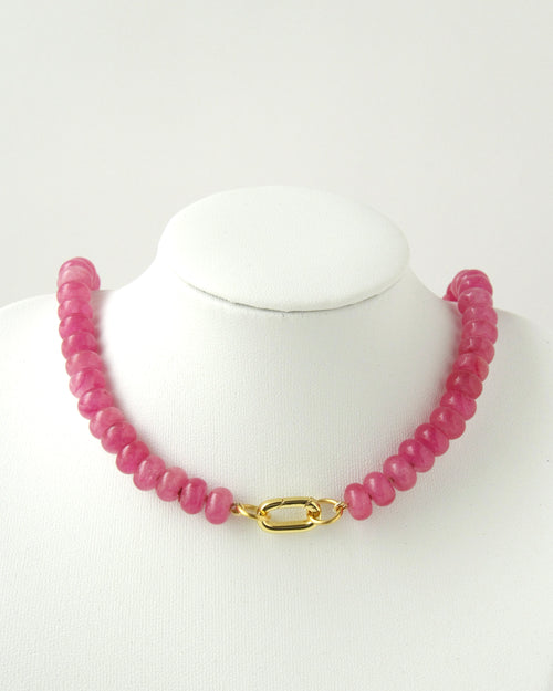 Bright Pink Candy Gem Necklace