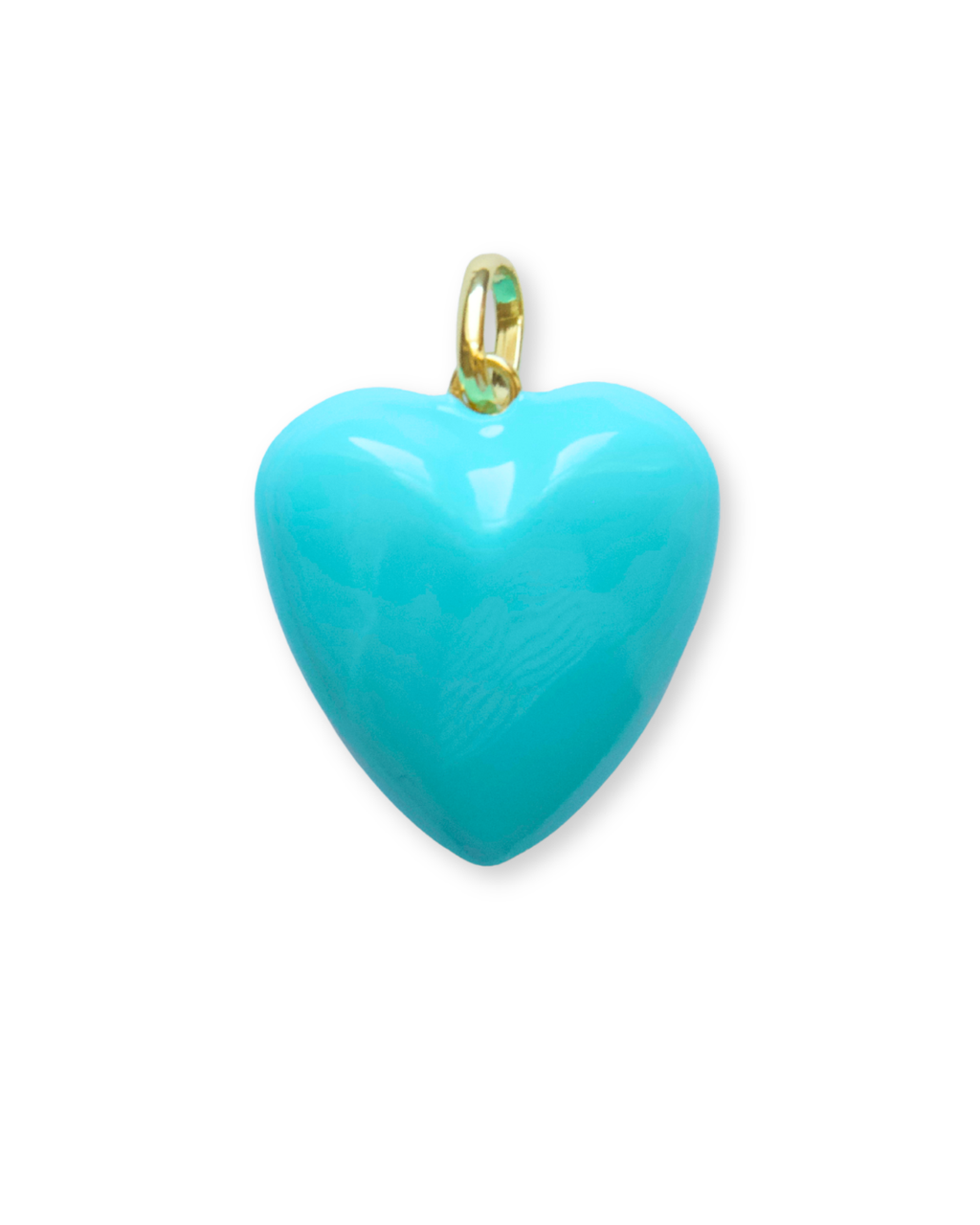Medium Enamel Heart Charm - Seafoam