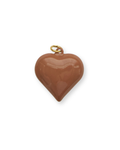 Medium Enamel Heart Charm - Mocha
