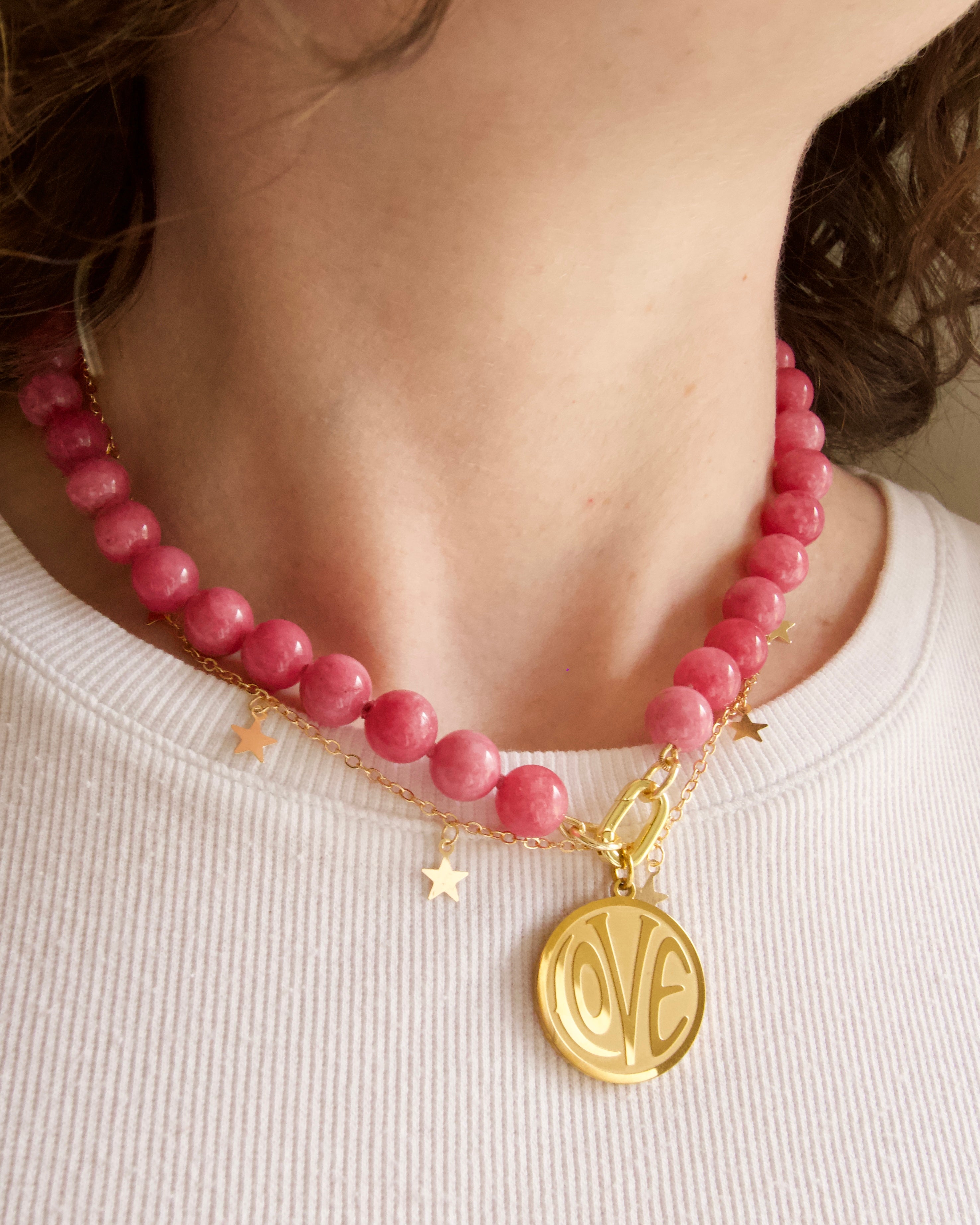 Strawberry Bubblegum Gem Necklace