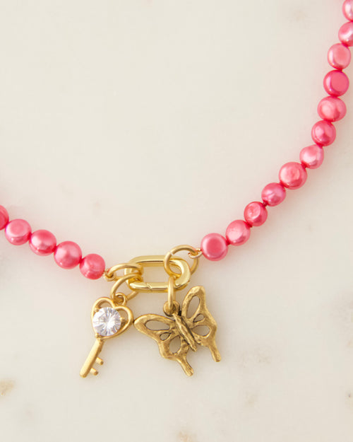Bright Pink Freshwater Pearl Necklace