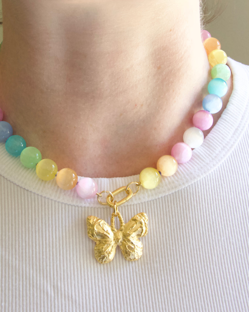 Rainbow Bubblegum Gem Necklace