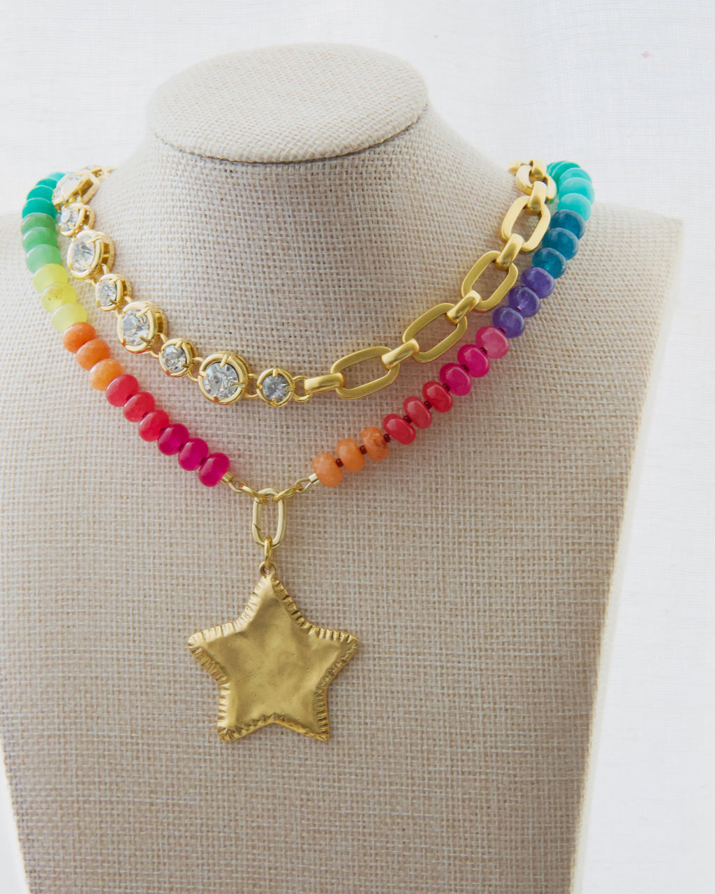 Autumn Rainbow Candy Gem Necklace