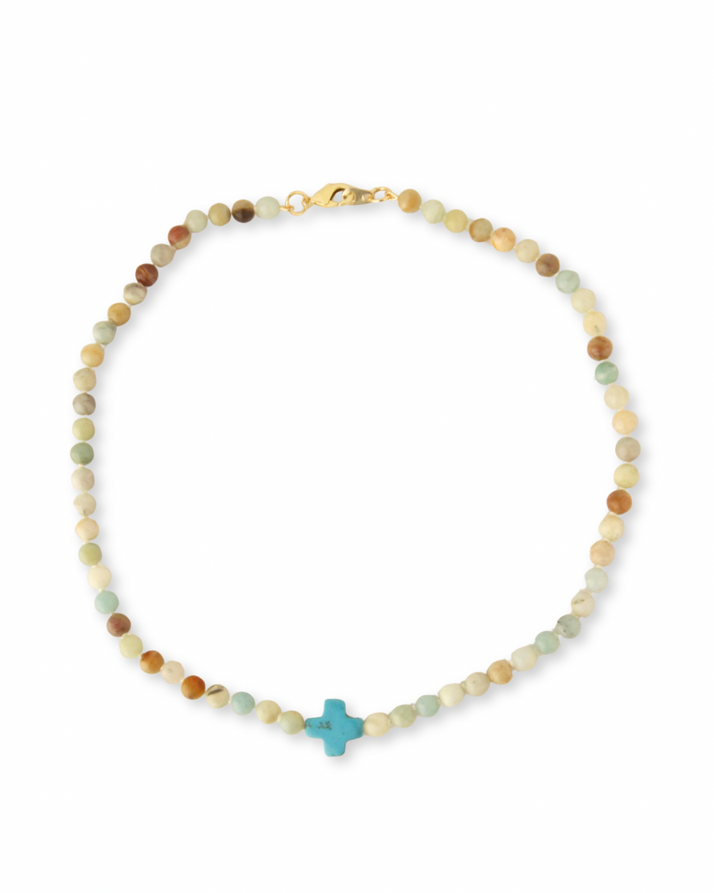 Amazonite Petite Cross Bubblegum Gem Necklace