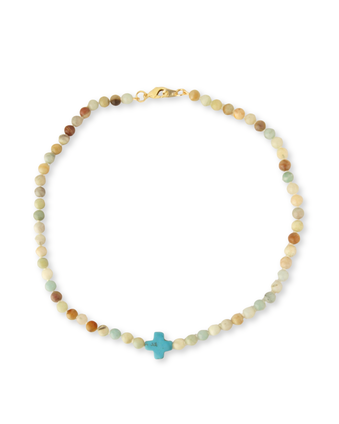 Amazonite Petite Cross Bubblegum Gem Necklace