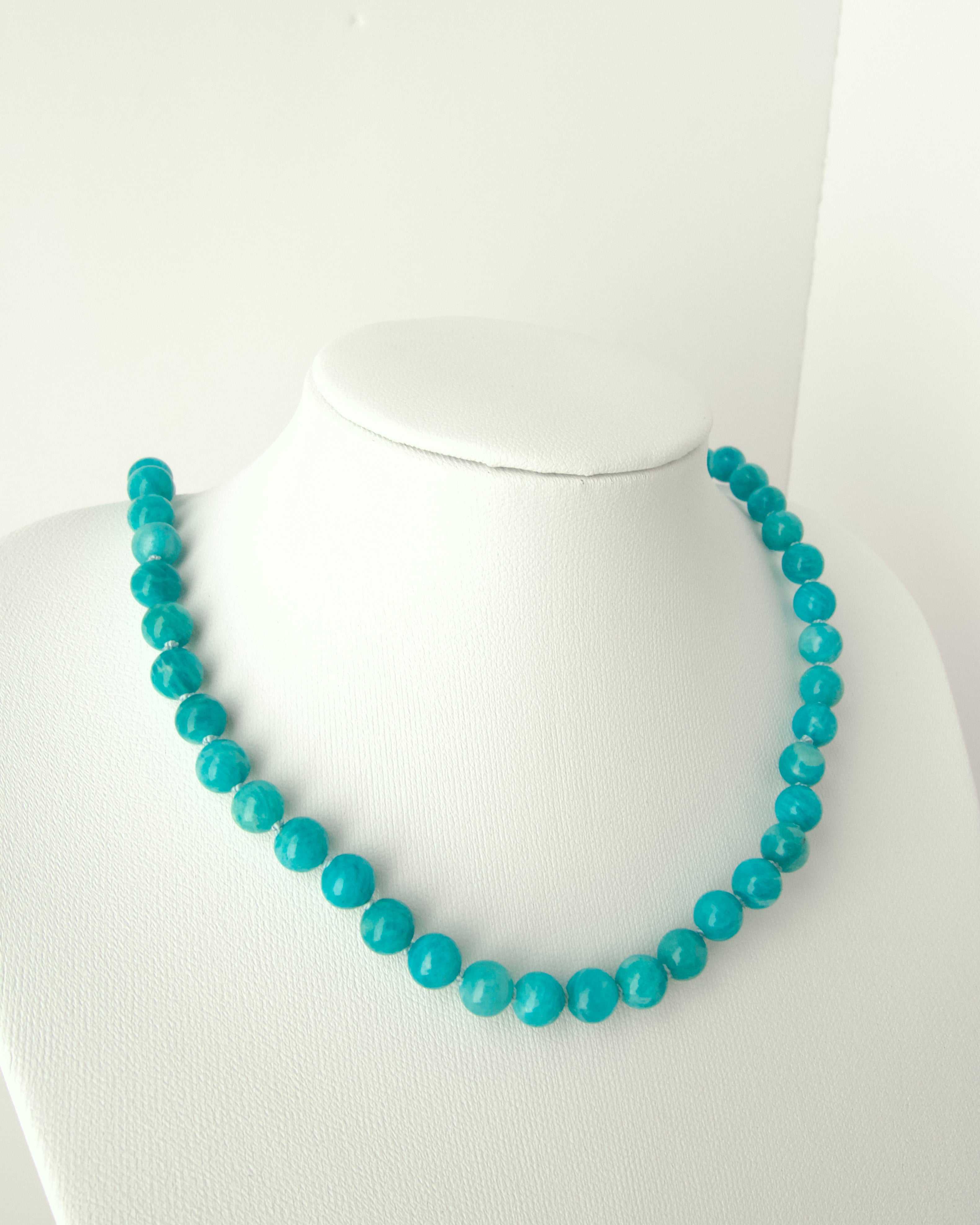 Teal Amazonite Fancy Bubblegum Gem Necklace - 18"