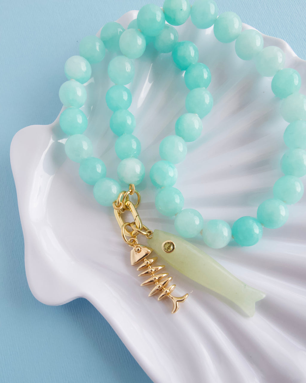Tropical Teal Bubblegum Gem Necklace
