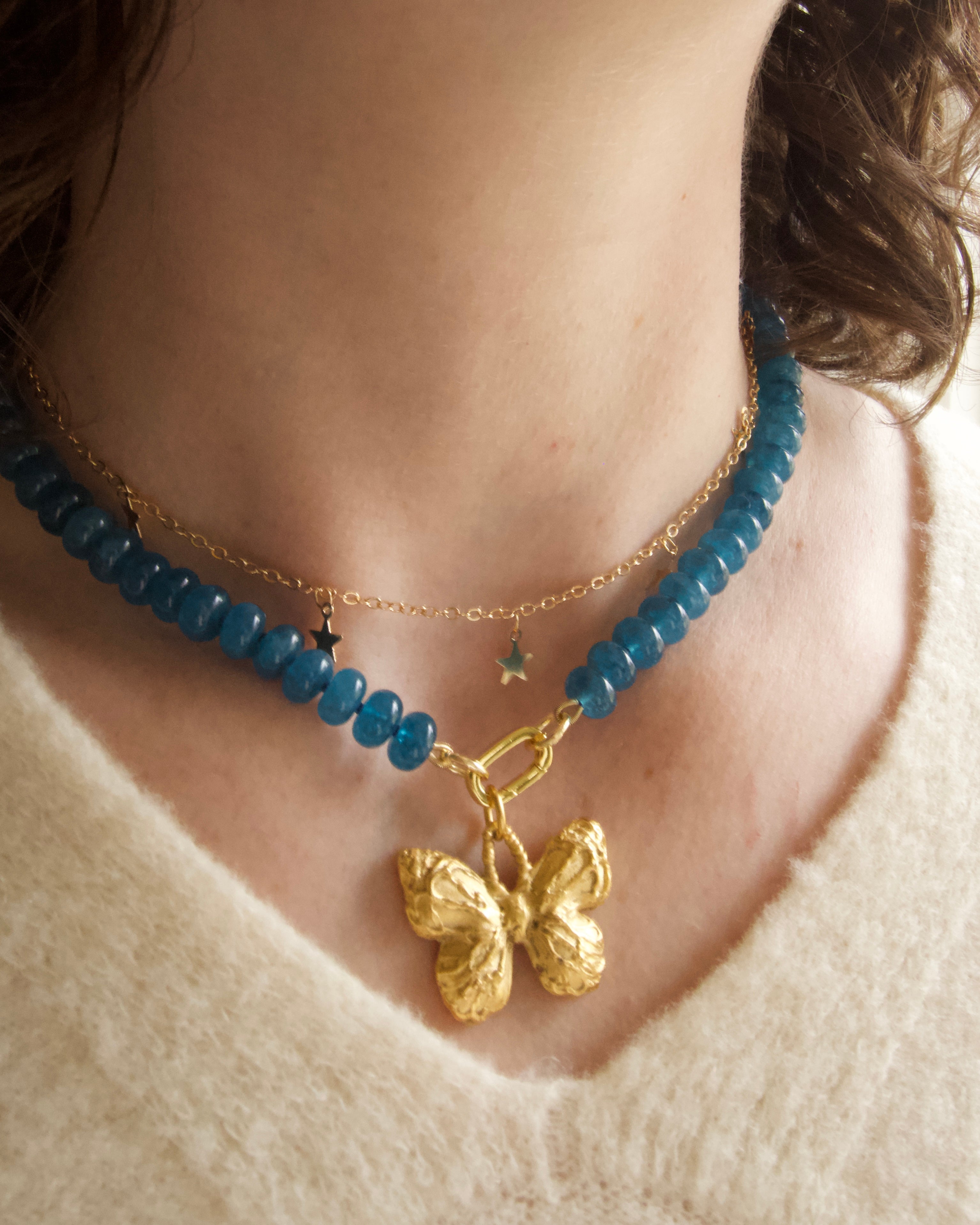 Denim Classic Candy Gem Necklace