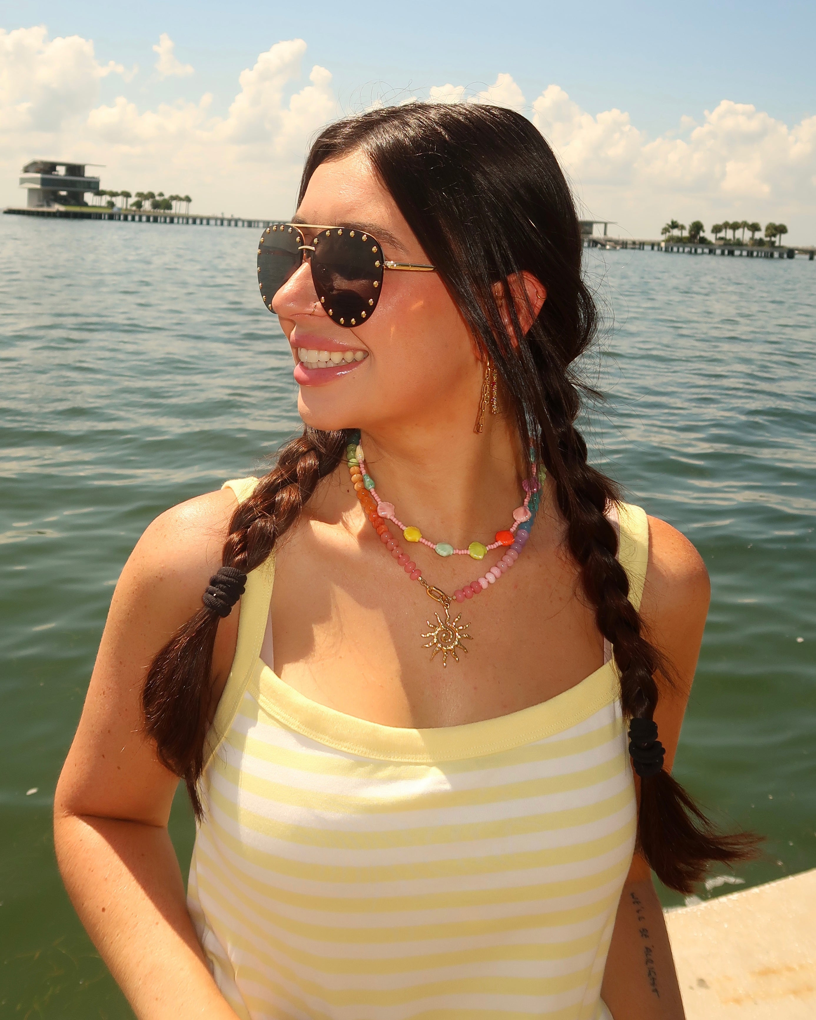 Sunset Rainbow Candy Gem Necklace