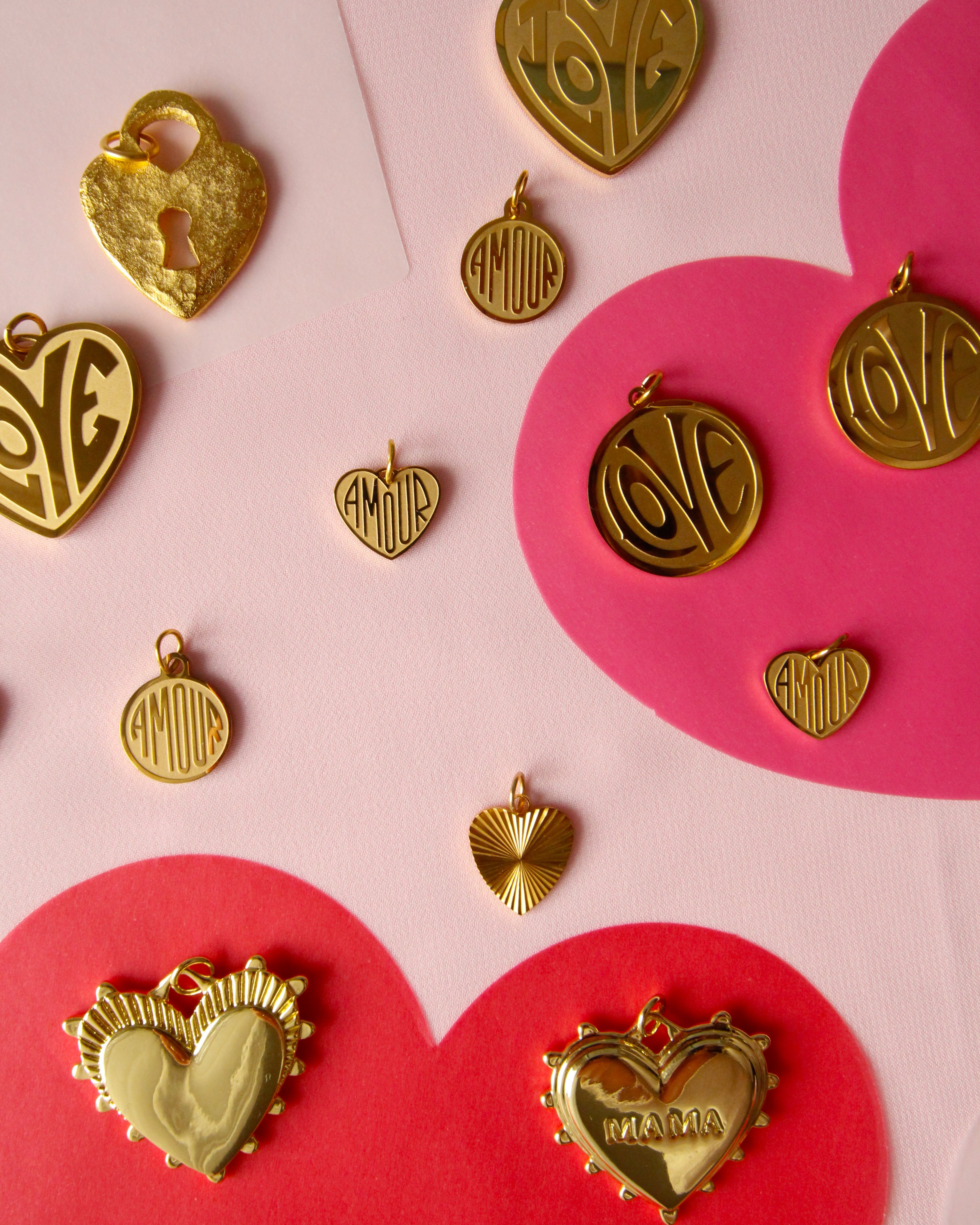 Large Hammered Padlock Charm - Satin Finish