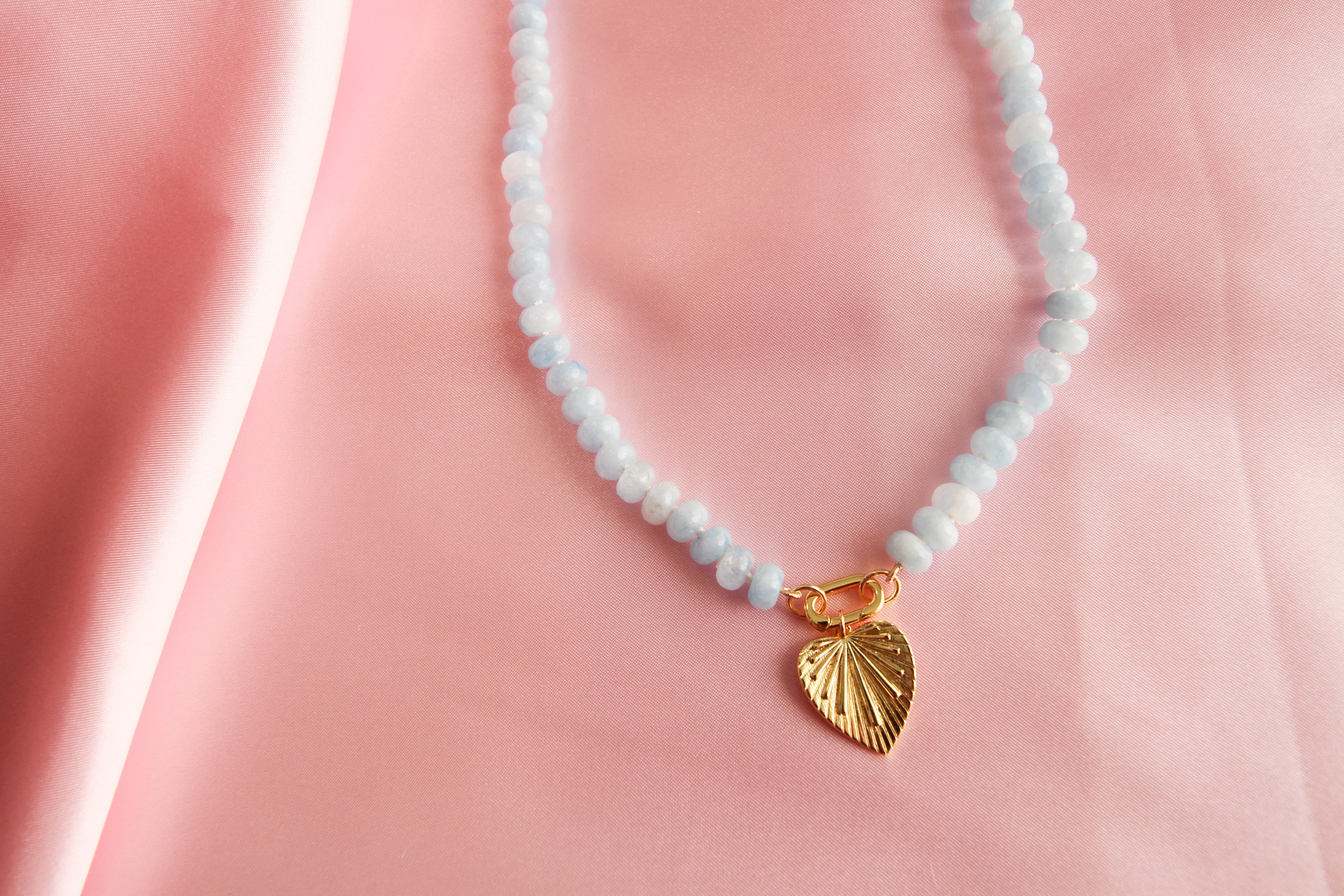 Light Blue Fancy Candy Gem Necklace - 18"