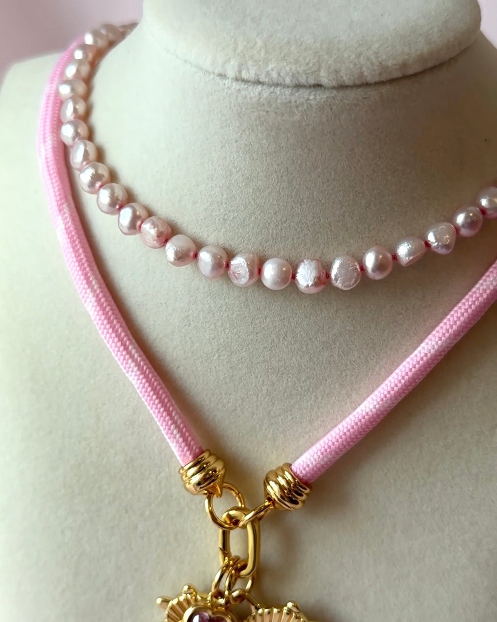 Soft Pink Adjustable Pearl Necklace